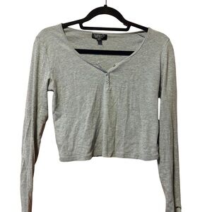 Topshop Light Gray Buttoned Crop Top